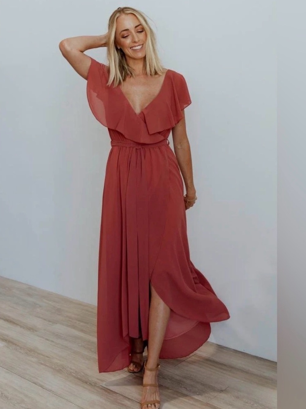 Baltic Born | Katya Pink Ruffle Maxi Dress